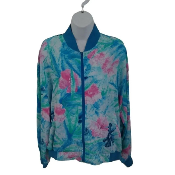 Vintage 80's Lightweight Zippered Bomber Coat,  XL - Picture 2 of 7